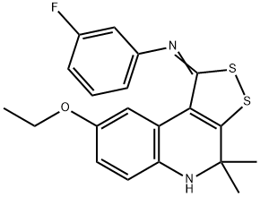 N-(8-ethoxy-4,4-dimethyl-4,5-dihydro-1H-[1,2]dithiolo[3,4-c]quinolin-1-ylidene)-N-(3-fluorophenyl)amine Struktur