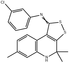 N-(3-chlorophenyl)-N-(4,4,7-trimethyl-4,5-dihydro-1H-[1,2]dithiolo[3,4-c]quinolin-1-ylidene)amine Struktur