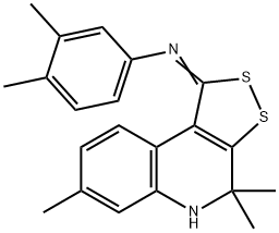 3,4-dimethyl-N-[(1Z)-4,4,7-trimethyl-4,5-dihydro-1H-[1,2]dithiolo[3,4-c]quinolin-1-ylidene]aniline Struktur