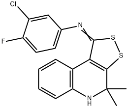 N-(3-chloro-4-fluorophenyl)-N-(4,4-dimethyl-4,5-dihydro-1H-[1,2]dithiolo[3,4-c]quinolin-1-ylidene)amine Struktur