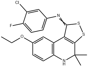 N-(3-chloro-4-fluorophenyl)-N-(8-ethoxy-4,4-dimethyl-4,5-dihydro-1H-[1,2]dithiolo[3,4-c]quinolin-1-ylidene)amine Struktur