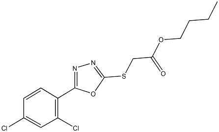 butyl {[5-(2,4-dichlorophenyl)-1,3,4-oxadiazol-2-yl]sulfanyl}acetate Struktur