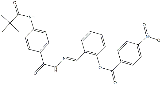 2-(2-{4-[(2,2-dimethylpropanoyl)amino]benzoyl}carbohydrazonoyl)phenyl 4-nitrobenzoate Struktur