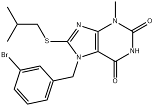 7-(3-bromobenzyl)-8-(isobutylsulfanyl)-3-methyl-3,7-dihydro-1H-purine-2,6-dione Struktur