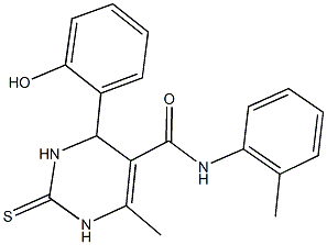 4-(2-hydroxyphenyl)-6-methyl-N-(2-methylphenyl)-2-thioxo-1,2,3,4-tetrahydro-5-pyrimidinecarboxamide Struktur