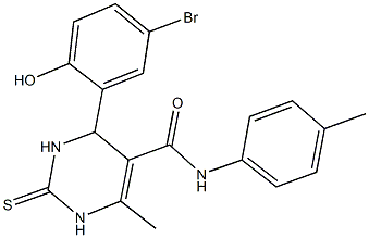 4-(5-bromo-2-hydroxyphenyl)-6-methyl-N-(4-methylphenyl)-2-thioxo-1,2,3,4-tetrahydro-5-pyrimidinecarboxamide Struktur