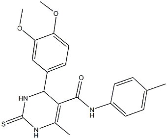 4-[3,4-bis(methyloxy)phenyl]-6-methyl-N-(4-methylphenyl)-2-thioxo-1,2,3,4-tetrahydropyrimidine-5-carboxamide Struktur