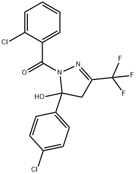 1-(2-chlorobenzoyl)-5-(4-chlorophenyl)-3-(trifluoromethyl)-4,5-dihydro-1H-pyrazol-5-ol Struktur