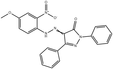 1,3-diphenyl-1H-pyrazole-4,5-dione 4-({2-nitro-4-methoxyphenyl}hydrazone) Struktur