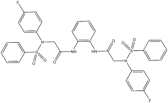 2-[4-fluoro(phenylsulfonyl)anilino]-N-[2-({[4-fluoro(phenylsulfonyl)anilino]acetyl}amino)phenyl]acetamide Struktur