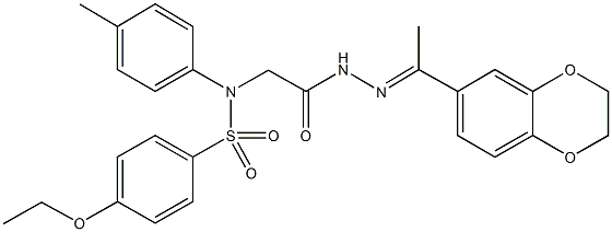 N-(2-{2-[1-(2,3-dihydro-1,4-benzodioxin-6-yl)ethylidene]hydrazino}-2-oxoethyl)-4-ethoxy-N-(4-methylphenyl)benzenesulfonamide Struktur