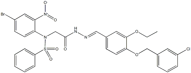 N-{4-bromo-2-nitrophenyl}-N-[2-(2-{4-[(3-chlorobenzyl)oxy]-3-ethoxybenzylidene}hydrazino)-2-oxoethyl]benzenesulfonamide Struktur