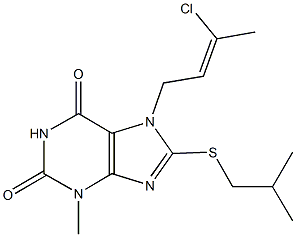 7-(3-chloro-2-butenyl)-8-(isobutylsulfanyl)-3-methyl-3,7-dihydro-1H-purine-2,6-dione Struktur