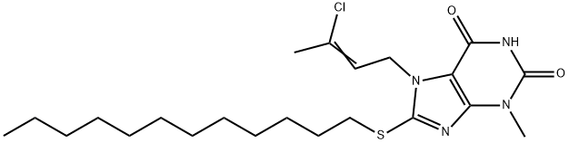 7-(3-chloro-2-butenyl)-8-(dodecylsulfanyl)-3-methyl-3,7-dihydro-1H-purine-2,6-dione Struktur