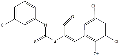 3-(3-chlorophenyl)-5-(3,5-dichloro-2-hydroxybenzylidene)-2-thioxo-1,3-thiazolidin-4-one Struktur