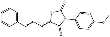 3-(4-methoxyphenyl)-5-(2-methyl-3-phenyl-2-propenylidene)-2-thioxo-1,3-thiazolidin-4-one Struktur