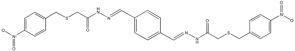 2-({4-nitrobenzyl}sulfanyl)-N'-(4-{2-[({4-nitrobenzyl}sulfanyl)acetyl]carbohydrazonoyl}benzylidene)acetohydrazide Struktur