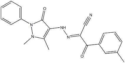 2-[(1,5-dimethyl-3-oxo-2-phenyl-2,3-dihydro-1H-pyrazol-4-yl)hydrazono]-3-(3-methylphenyl)-3-oxopropanenitrile Struktur