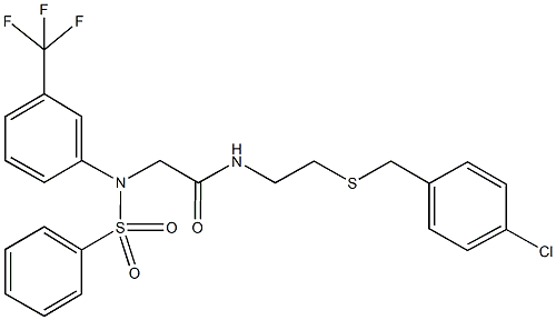 N-{2-[(4-chlorobenzyl)sulfanyl]ethyl}-2-[(phenylsulfonyl)-3-(trifluoromethyl)anilino]acetamide Struktur