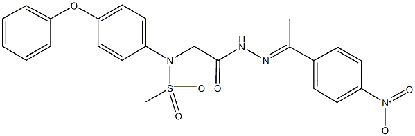 N-{2-[2-(1-{4-nitrophenyl}ethylidene)hydrazino]-2-oxoethyl}-N-(4-phenoxyphenyl)methanesulfonamide Struktur