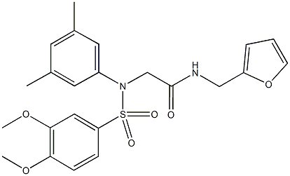 2-{[(3,4-dimethoxyphenyl)sulfonyl]-3,5-dimethylanilino}-N-(2-furylmethyl)acetamide Struktur