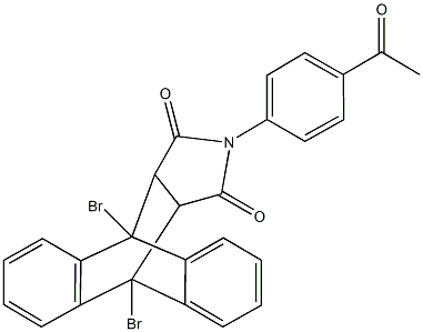 17-(4-acetylphenyl)-1,8-dibromo-17-azapentacyclo[6.6.5.0~2,7~.0~9,14~.0~15,19~]nonadeca-2,4,6,9,11,13-hexaene-16,18-dione Struktur