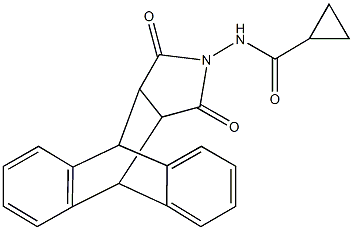 N-(16,18-dioxo-17-azapentacyclo[6.6.5.0~2,7~.0~9,14~.0~15,19~]nonadeca-2,4,6,9,11,13-hexaen-17-yl)cyclopropanecarboxamide Struktur