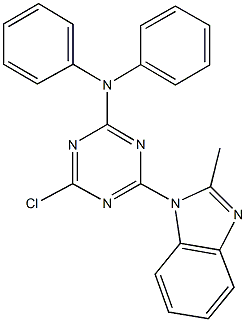 4-chloro-6-(2-methyl-1H-benzimidazol-1-yl)-N,N-diphenyl-1,3,5-triazin-2-amine Struktur