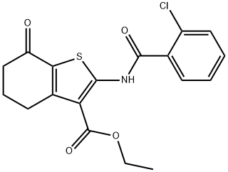 ethyl 2-[(2-chlorobenzoyl)amino]-7-oxo-4,5,6,7-tetrahydro-1-benzothiophene-3-carboxylate Struktur