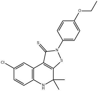 8-chloro-2-(4-ethoxyphenyl)-4,4-dimethyl-4,5-dihydroisothiazolo[5,4-c]quinoline-1(2H)-thione Struktur