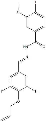 N'-[4-(allyloxy)-3,5-diiodobenzylidene]-4-iodo-3-methoxybenzohydrazide Struktur