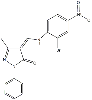 4-({2-bromo-4-nitroanilino}methylene)-5-methyl-2-phenyl-2,4-dihydro-3H-pyrazol-3-one Struktur