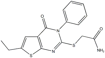 2-[(6-ethyl-4-oxo-3-phenyl-3,4-dihydrothieno[2,3-d]pyrimidin-2-yl)sulfanyl]acetamide Struktur