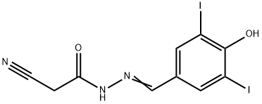 2-cyano-N'-(4-hydroxy-3,5-diiodobenzylidene)acetohydrazide Struktur