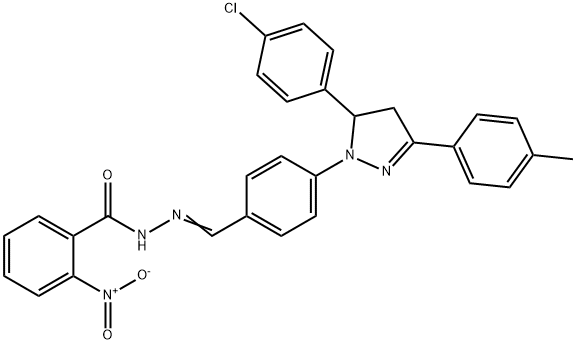 N'-{4-[5-(4-chlorophenyl)-3-(4-methylphenyl)-4,5-dihydro-1H-pyrazol-1-yl]benzylidene}-2-nitrobenzohydrazide Struktur