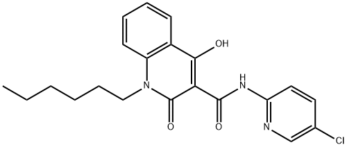 N-(5-chloro-2-pyridinyl)-1-hexyl-4-hydroxy-2-oxo-1,2-dihydro-3-quinolinecarboxamide Struktur