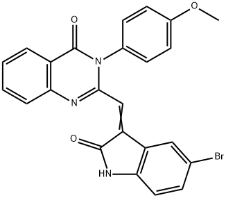 2-[(5-bromo-2-oxo-1,2-dihydro-3H-indol-3-ylidene)methyl]-3-(4-methoxyphenyl)-4(3H)-quinazolinone Struktur