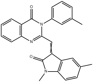 2-[(1,5-dimethyl-2-oxo-1,2-dihydro-3H-indol-3-ylidene)methyl]-3-(3-methylphenyl)-4(3H)-quinazolinone Struktur