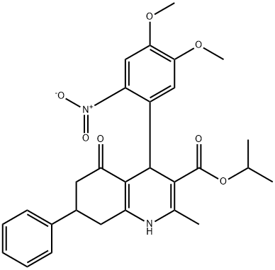 isopropyl 4-{2-nitro-4,5-dimethoxyphenyl}-2-methyl-5-oxo-7-phenyl-1,4,5,6,7,8-hexahydroquinoline-3-carboxylate Struktur