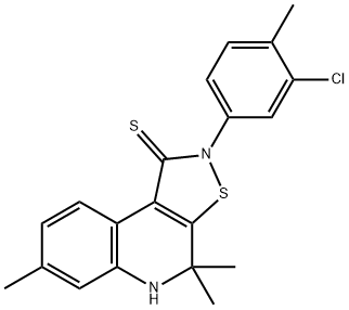 2-(3-chloro-4-methylphenyl)-4,4,7-trimethyl-4,5-dihydroisothiazolo[5,4-c]quinoline-1(2H)-thione Struktur