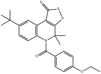 8-tert-butyl-5-(4-ethoxybenzoyl)-4,4-dimethyl-4,5-dihydro-1H-[1,2]dithiolo[3,4-c]quinoline-1-thione Struktur