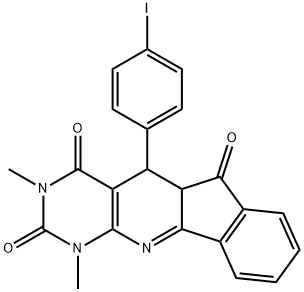 5-(4-iodophenyl)-1,3-dimethyl-5,5a-dihydro-1H-indeno[2',1':5,6]pyrido[2,3-d]pyrimidine-2,4,6(3H)-trione Struktur