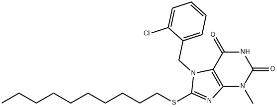 7-(2-chlorobenzyl)-8-(decylsulfanyl)-3-methyl-3,7-dihydro-1H-purine-2,6-dione Struktur