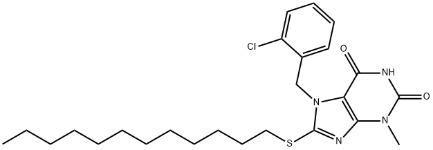 7-(2-chlorobenzyl)-8-(dodecylsulfanyl)-3-methyl-3,7-dihydro-1H-purine-2,6-dione Struktur