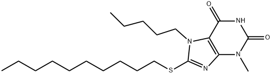 8-(decylsulfanyl)-3-methyl-7-pentyl-3,7-dihydro-1H-purine-2,6-dione Struktur