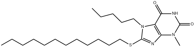 8-(dodecylsulfanyl)-3-methyl-7-pentyl-3,7-dihydro-1H-purine-2,6-dione Struktur