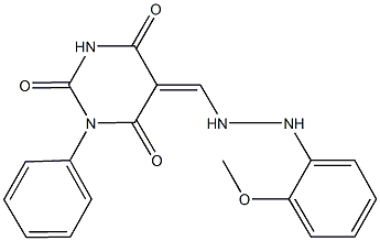 5-{[2-(2-methoxyphenyl)hydrazino]methylene}-1-phenyl-2,4,6(1H,3H,5H)-pyrimidinetrione Struktur