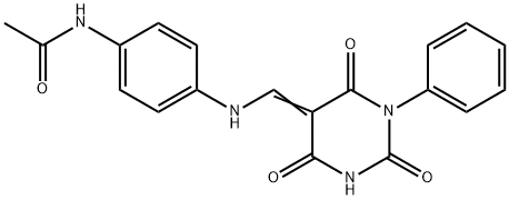 N-(4-{[(2,4,6-trioxo-1-phenyltetrahydro-5(2H)-pyrimidinylidene)methyl]amino}phenyl)acetamide Struktur