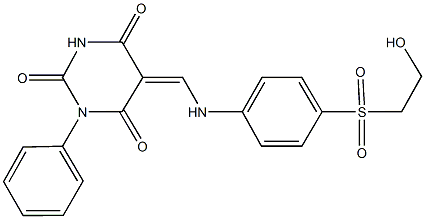 5-({4-[(2-hydroxyethyl)sulfonyl]anilino}methylene)-1-phenyl-2,4,6(1H,3H,5H)-pyrimidinetrione Struktur