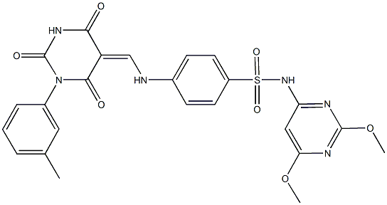 N-(2,6-dimethoxy-4-pyrimidinyl)-4-{[(1-(3-methylphenyl)-2,4,6-trioxotetrahydro-5(2H)-pyrimidinylidene)methyl]amino}benzenesulfonamide Struktur